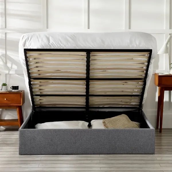 Julian Bowen Merida Lift-Up Storage Bed in Grey Linen - MER301