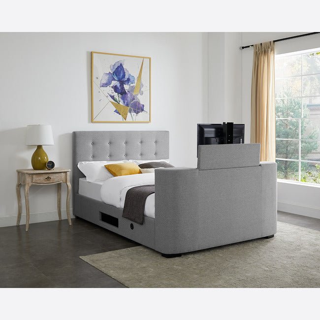 LPD Furniture Mayfair Fabric TV Bed in Grey - MAYFAIR4.6*