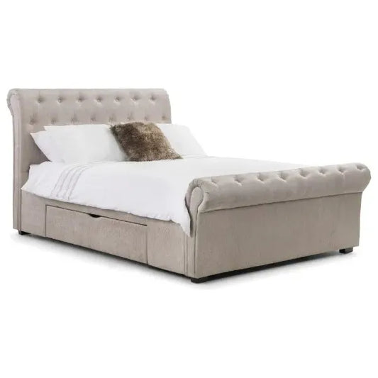 Julian Bowen Ravello 2 Drawer Storage Bed in Mink Chenille - RAV003